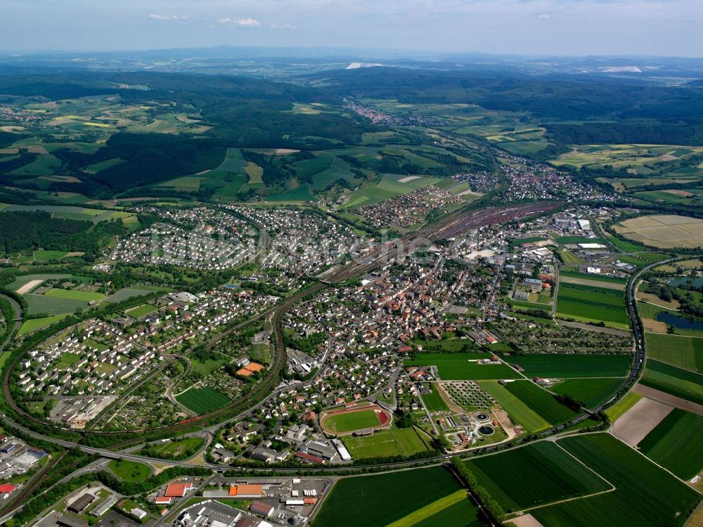 Luftbild Bebra - Stadtansicht und der Bahnhof von Bebra im Bundesland Hessen