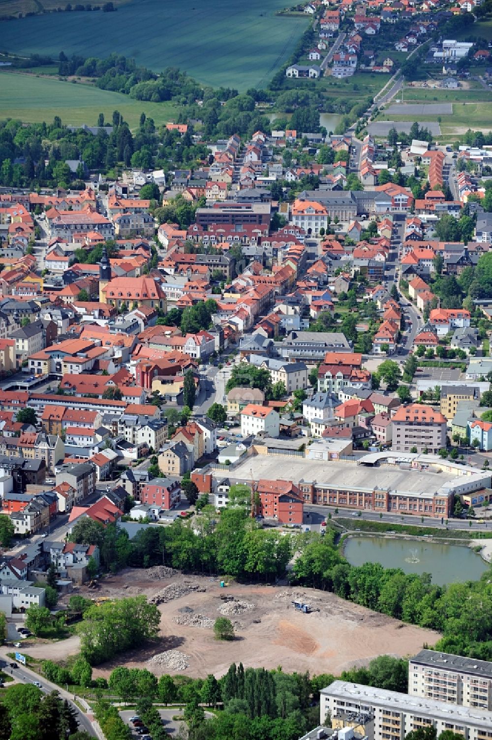 Ilmenau aus der Vogelperspektive: Stadtansicht und Baustelle in Ilmenau in Thüringen