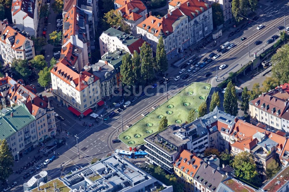 Luftbild München - Stadtansicht des Bereiches um die Münchner Freiheit im Stadtteil Schwabing in München im Bundesland Bayern