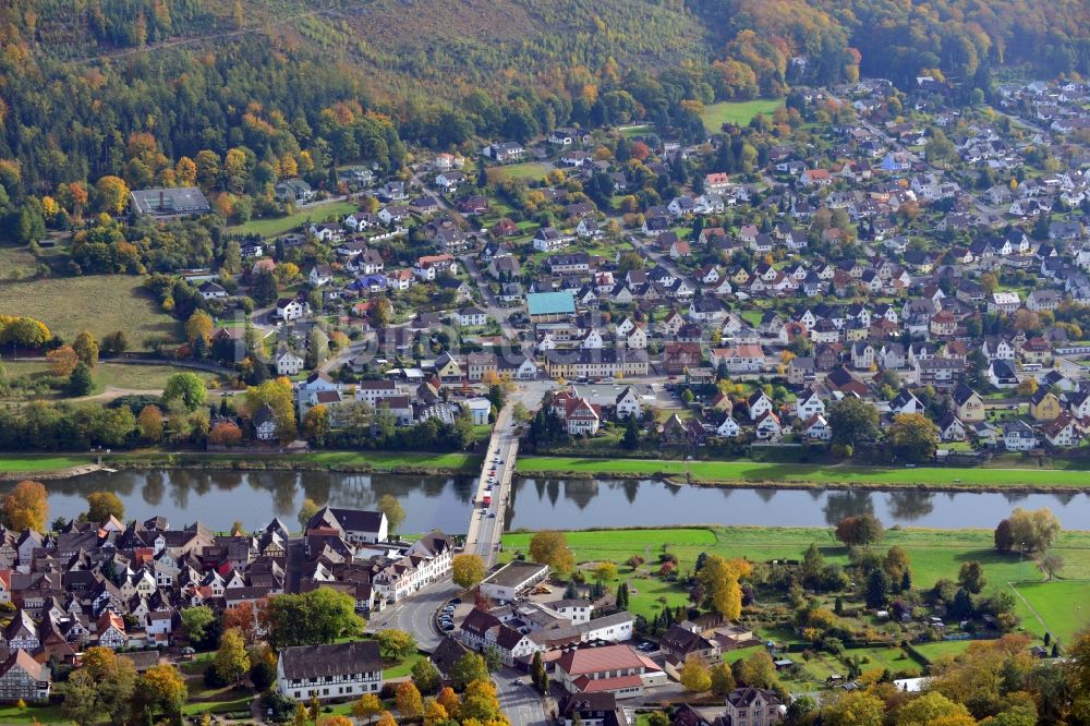 Bodenwerder von oben - Stadtansicht von Bodenwerder im Bundesland Niedersachsen