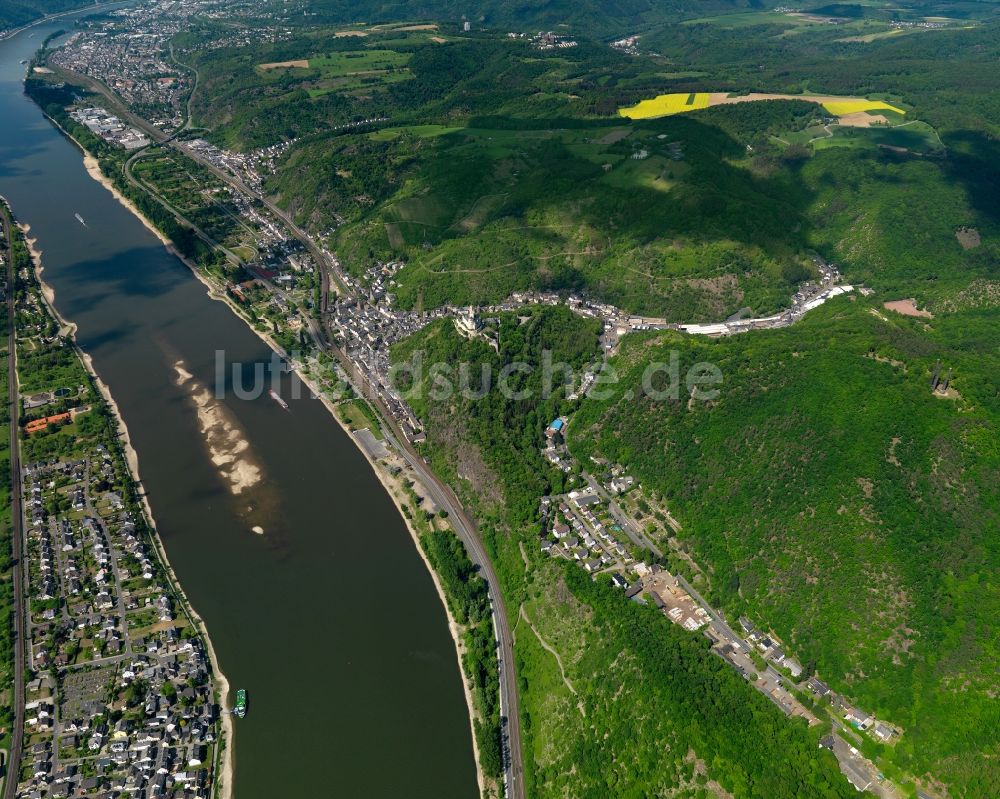 Braubach von oben - Stadtansicht von Braubach im Bundesland Rheinland-Pfalz