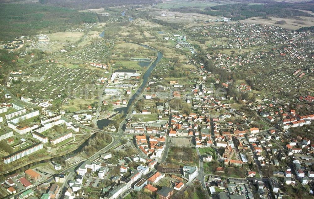 Eberswalde aus der Vogelperspektive: Stadtansicht vom Breich des Marktplatzes in Eberswalde