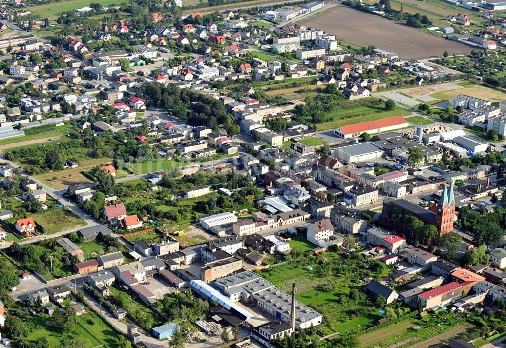 Brusy / Bruß aus der Vogelperspektive: Stadtansicht von Bruß in der Woiwodschaft Pommern