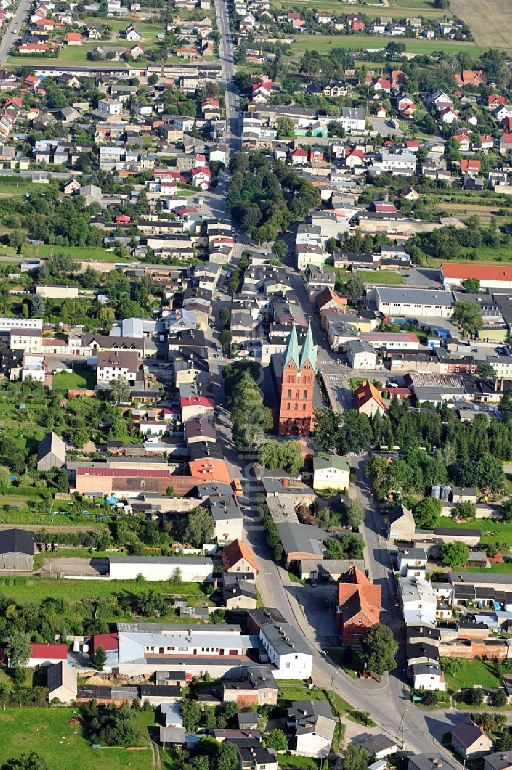 Brusy / Bruß aus der Vogelperspektive: Stadtansicht von Bruß in der Woiwodschaft Pommern