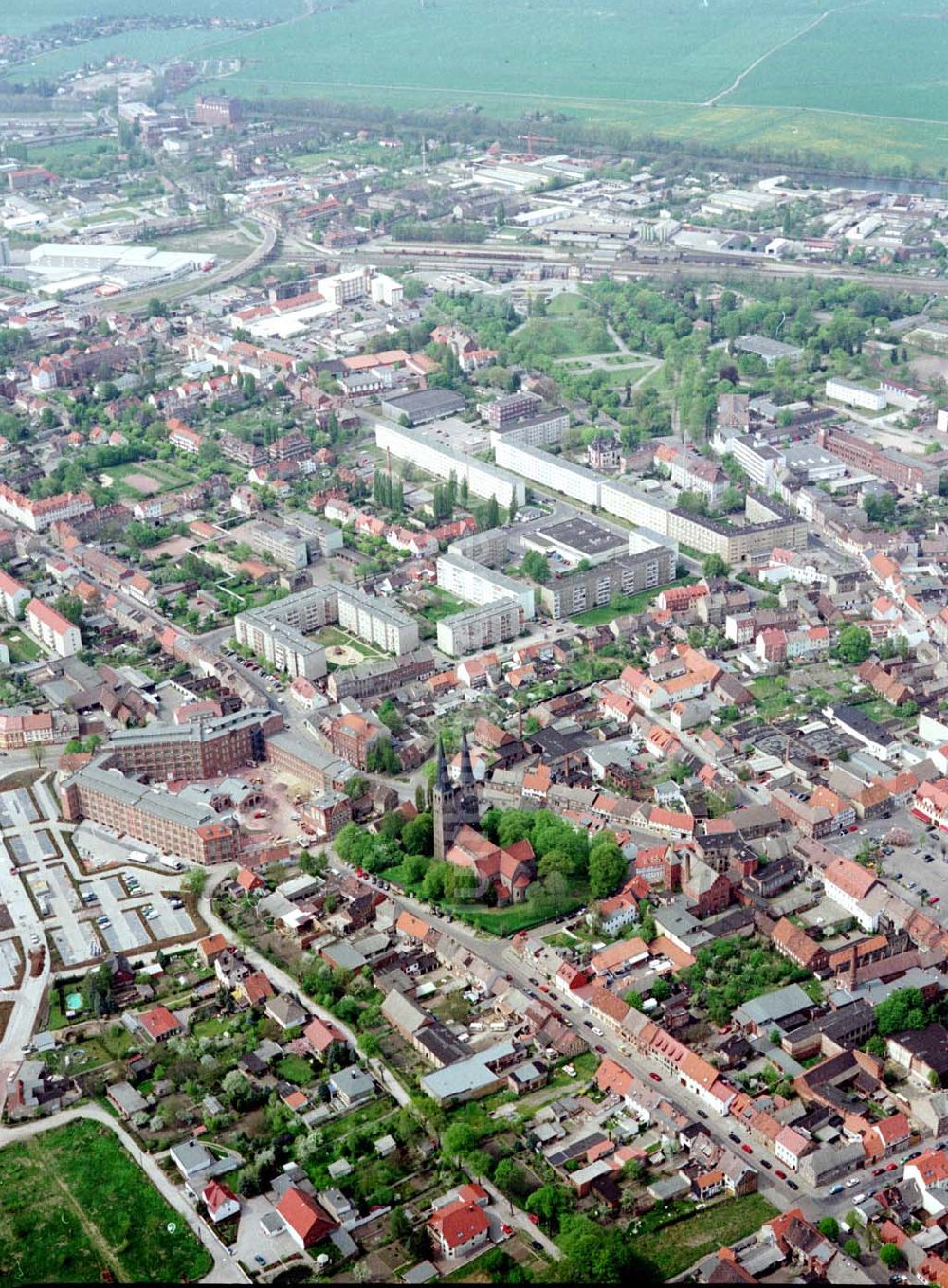 Burg von oben - Stadtansicht von Burg aus südöstlicher Perspektive.