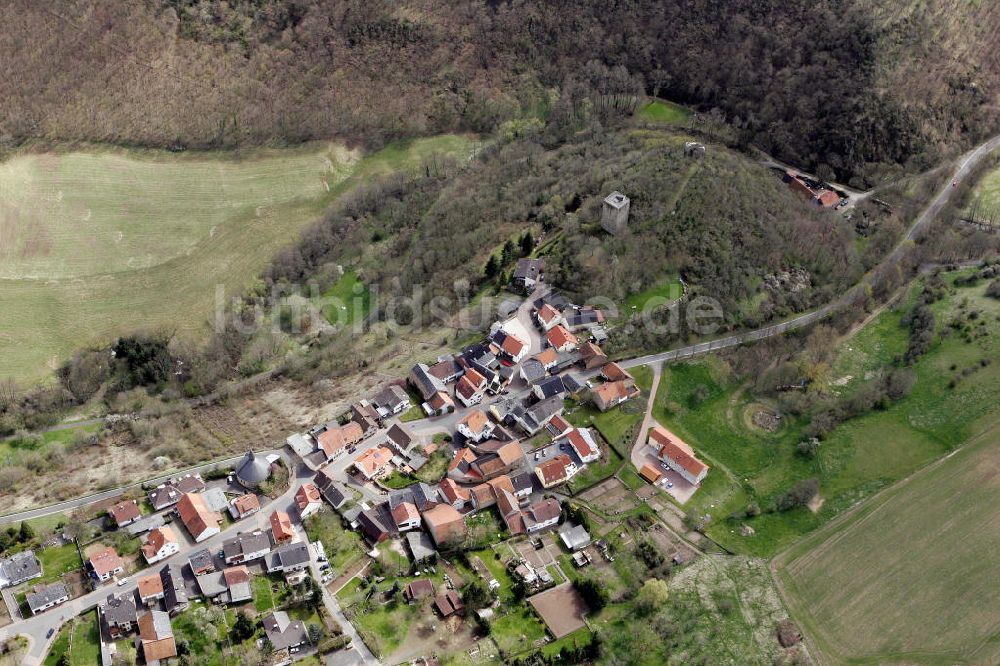 Burgsponheim aus der Vogelperspektive: Stadtansicht Burgsponheim