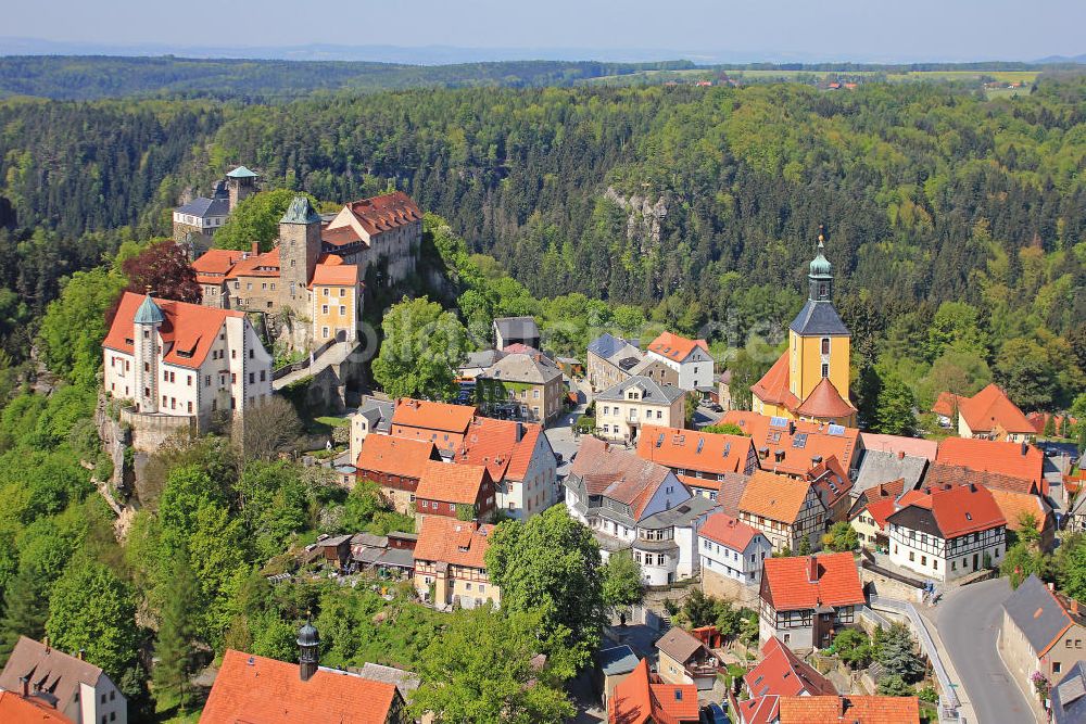 Luftbild - Stadtansicht der Burgstadt Hohenstein, die Perle der Sächsischen Schweiz