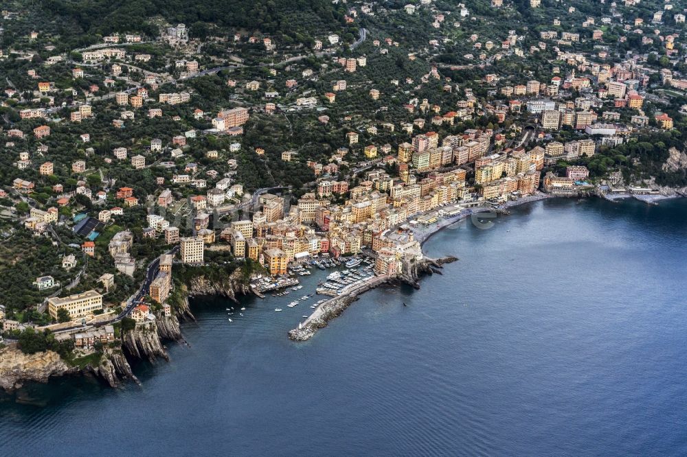 Camogli aus der Vogelperspektive: Stadtansicht von Camogli in der Provinz Genua in Italien