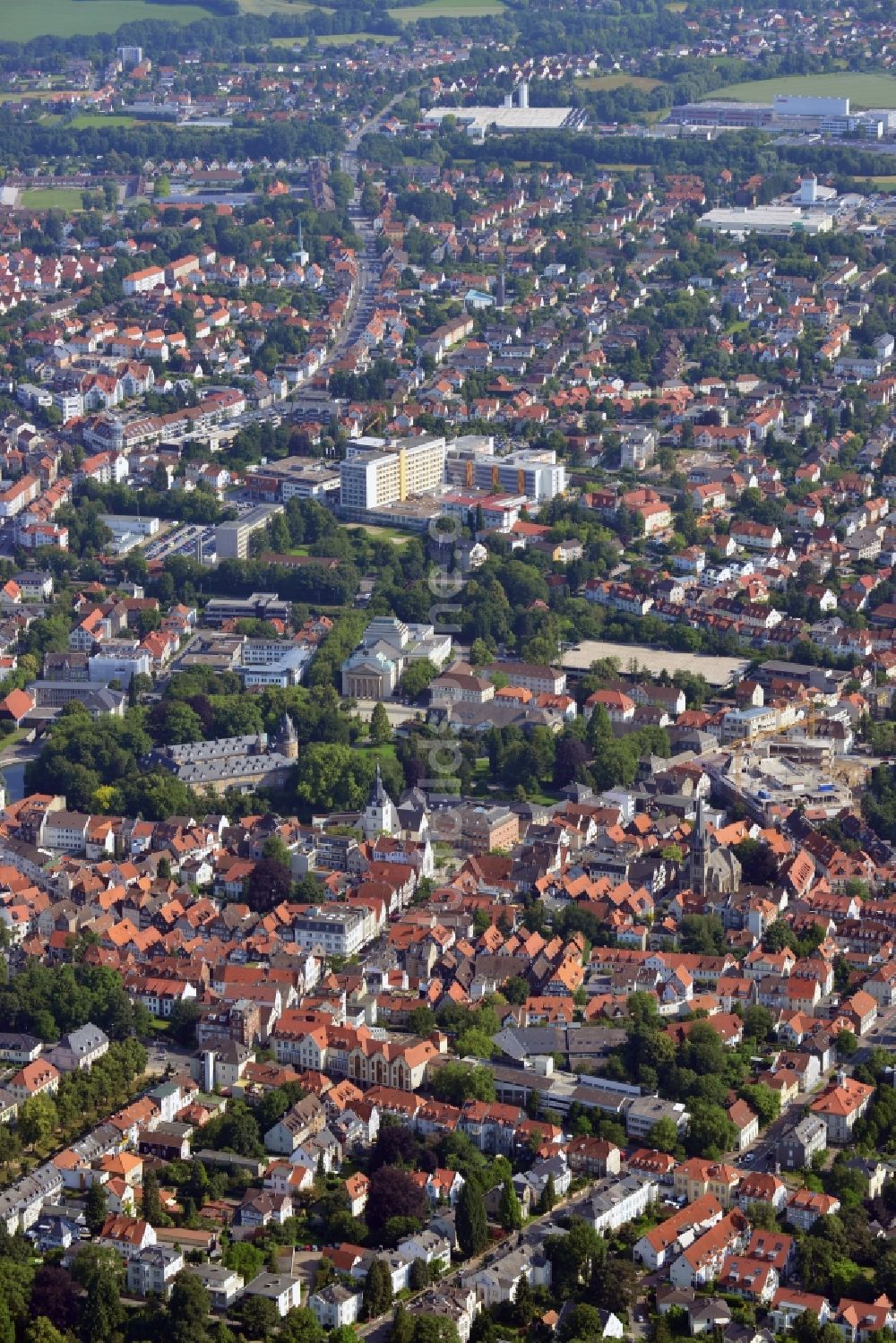 Detmold aus der Vogelperspektive: Stadtansicht von Detmold in Ostwestfalen-Lippe im Bundesland Nordrhein-Westfalen