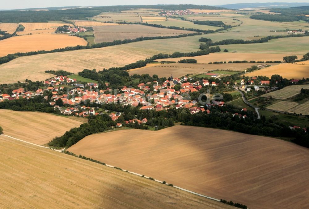 Luftaufnahme Elxleben - Stadtansicht von Eixleben mit umliegenden Feldern in Thüringen