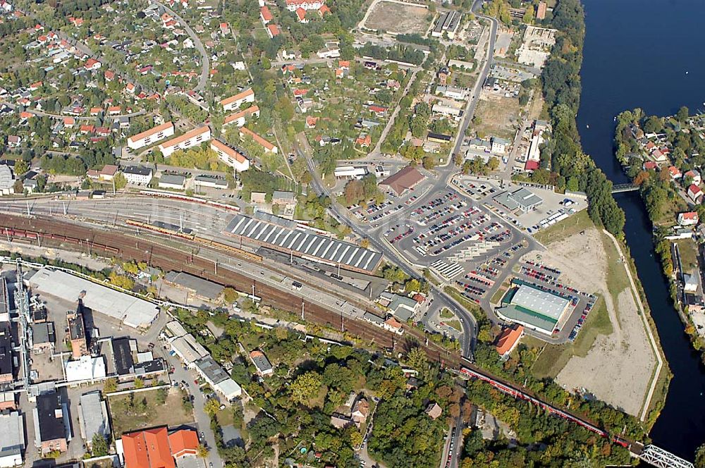 Luftaufnahme Erkner / Brandenburg - Stadtansicht von Erkner Bahnhofssiedlung Flakensee 01.10.2003