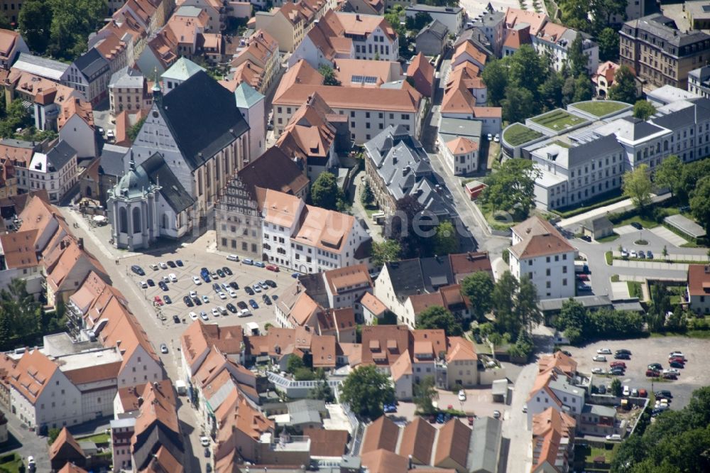 Luftaufnahme Freiberg - Stadtansicht von Freiberg in Sachsen mit dem Innenstadtbereich am Dom St. Marien