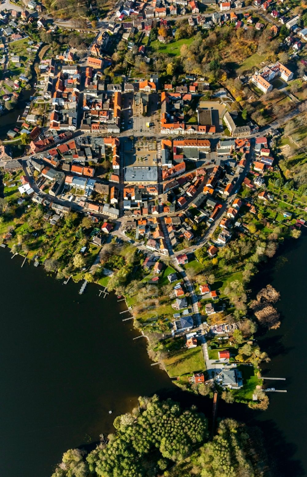 Fürstenberg / Havel aus der Vogelperspektive: Stadtansicht von Fürstenberg/Havel im Bundesland Brandenburg