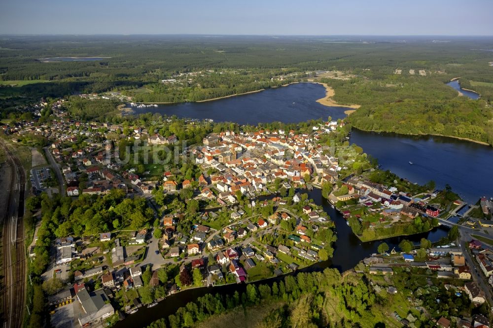 Luftaufnahme Fürstenberg/Havel - Stadtansicht von Fürstenberg/Havel im Bundesland Brandenburg