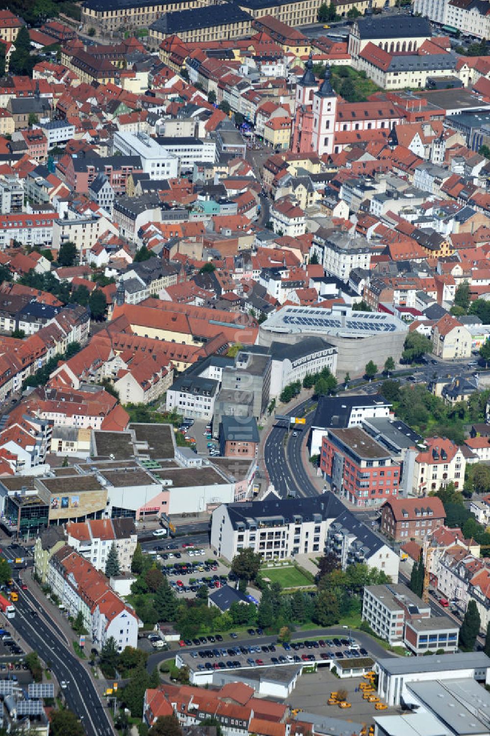 Luftaufnahme Fulda - Stadtansicht der Fuldaer Altstadt im Innenstadtbereich in Hessen