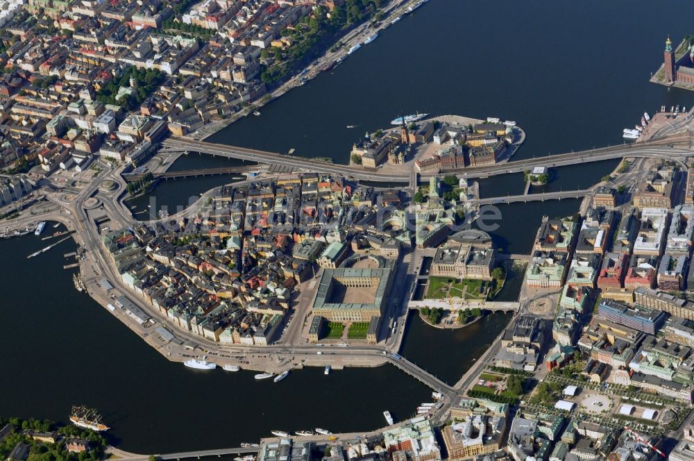 Luftaufnahme Stockholm - Stadtansicht der Halbinsel Gamla stan in Stockholm, der Hauptstadt von Schweden