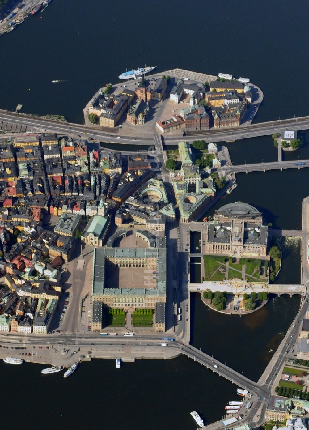 Stockholm von oben - Stadtansicht der Halbinsel Gamla stan in Stockholm, der Hauptstadt von Schweden