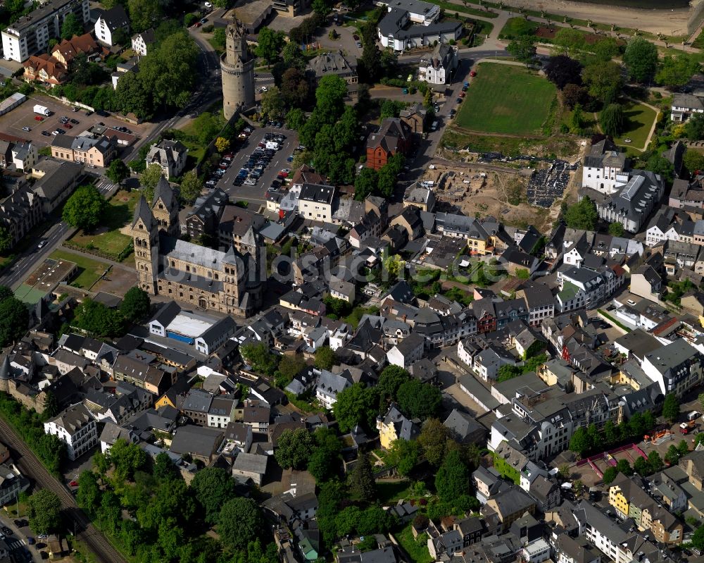 Andernach von oben - Stadtansicht der historischen Innenstadt von Andernach im Bundesland Rheinland-Pfalz