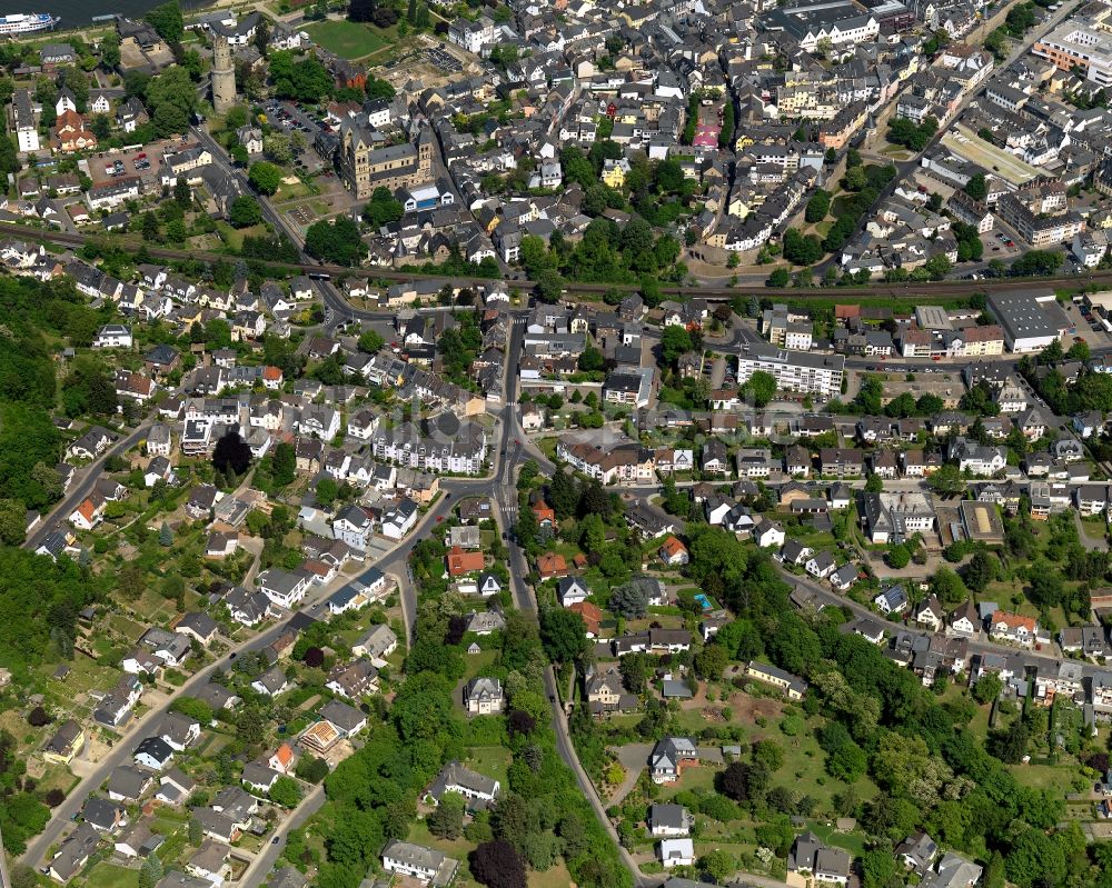 Andernach aus der Vogelperspektive: Stadtansicht der historischen Innenstadt von Andernach im Bundesland Rheinland-Pfalz