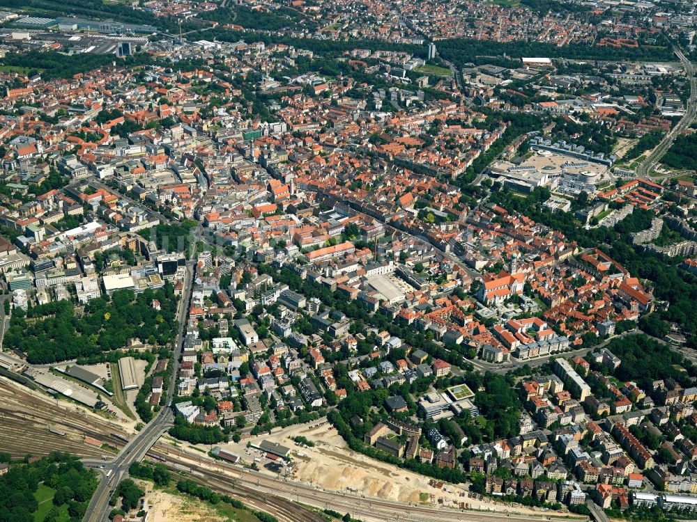 Augsburg aus der Vogelperspektive: Stadtansicht der Innenstadt von Augsburg im Bundesland Bayern