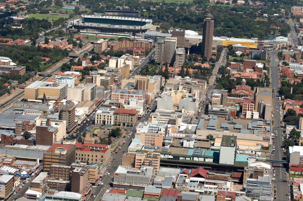 Luftbild Bloemfontein - Stadtansicht auf die Innenstadt von Bloemfontein in South Africa