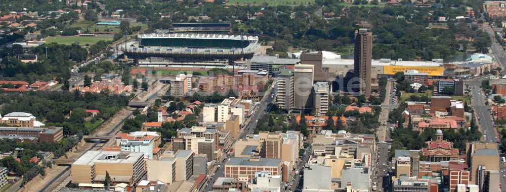 Bloemfontein aus der Vogelperspektive: Stadtansicht auf die Innenstadt von Bloemfontein in South Africa