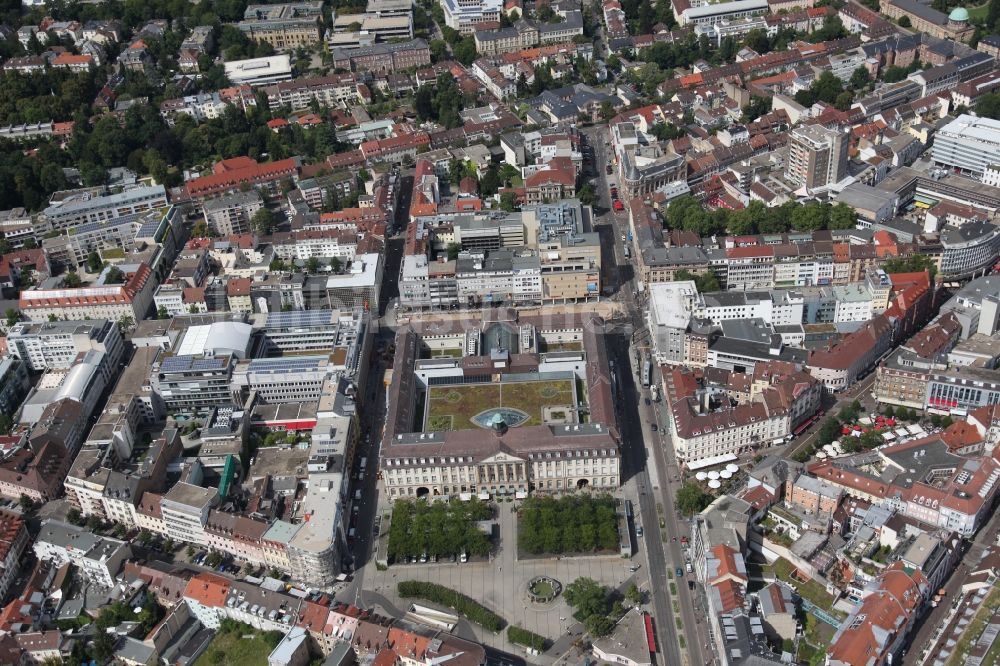 Luftbild Karlsruhe - Stadtansicht der Innenstadt mit dem Einkaufszentrum Post Galerie in Karlsruhe im Bundesland Baden-Württemberg