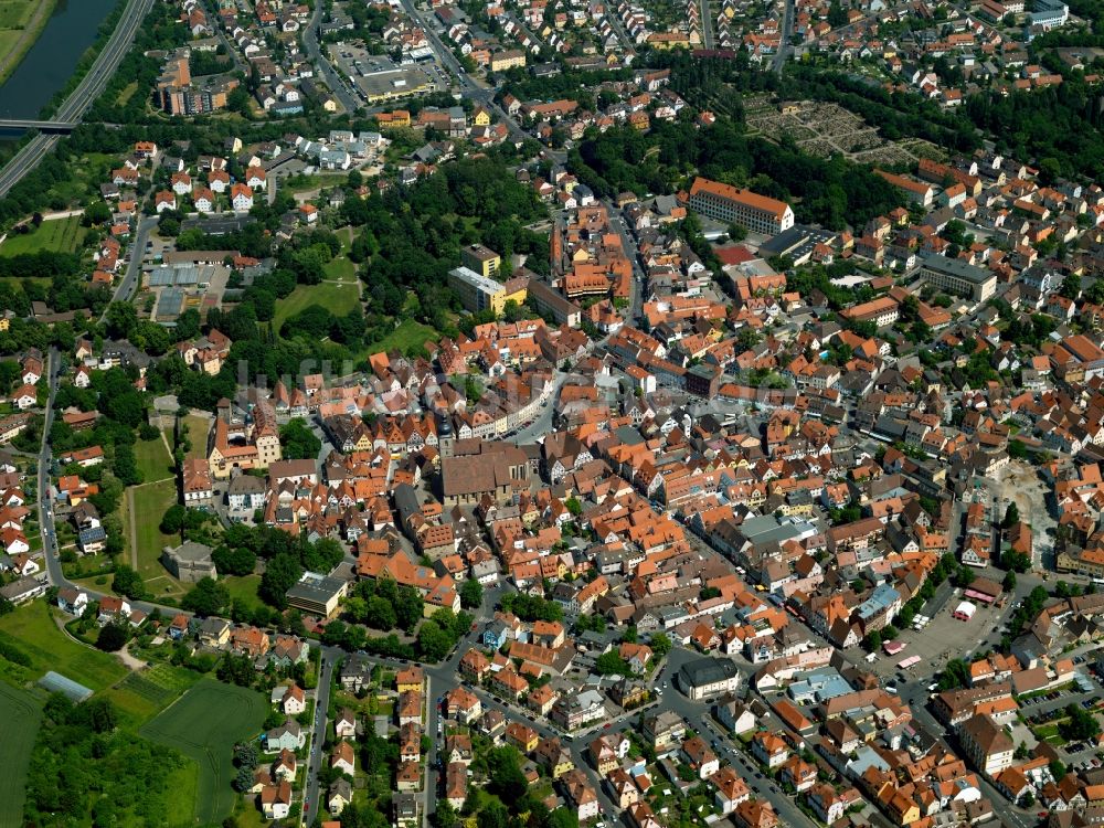 Forchheim aus der Vogelperspektive: Stadtansicht der Innenstadt von Forchheim in Oberfranken im Bundesland Bayern