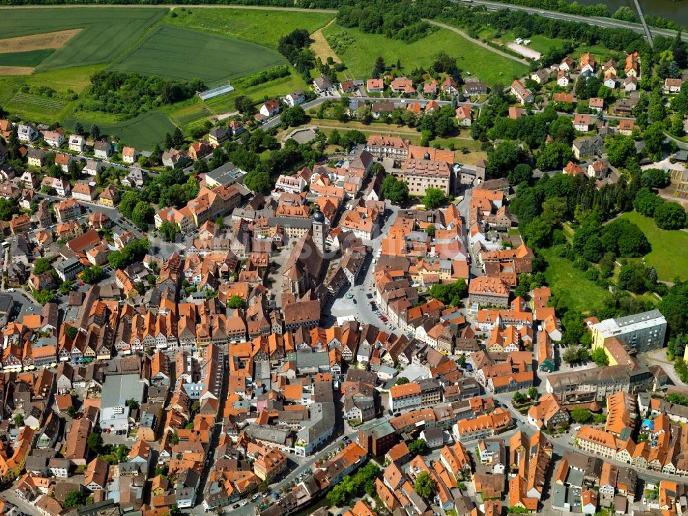 Forchheim aus der Vogelperspektive: Stadtansicht der Innenstadt von Forchheim in Oberfranken im Bundesland Bayern