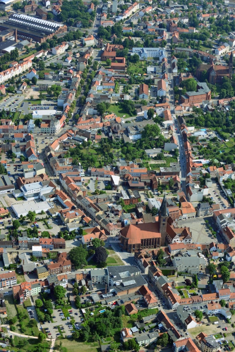 Stendal aus der Vogelperspektive: Stadtansicht der Innenstadt der Hansestadt Stendal im Bundesland Sachsen-Anhalt