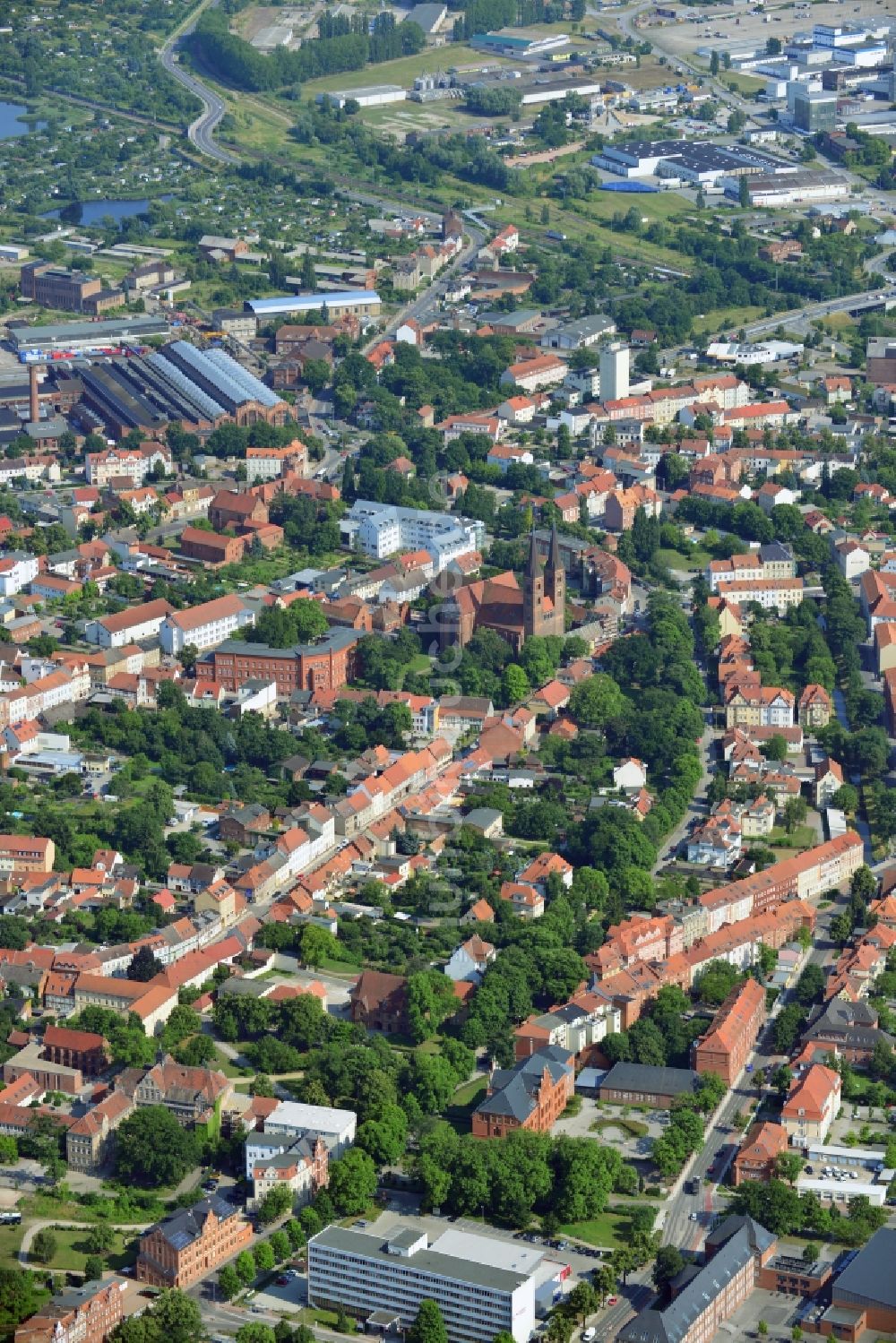 Luftbild Stendal - Stadtansicht der Innenstadt der Hansestadt Stendal im Bundesland Sachsen-Anhalt