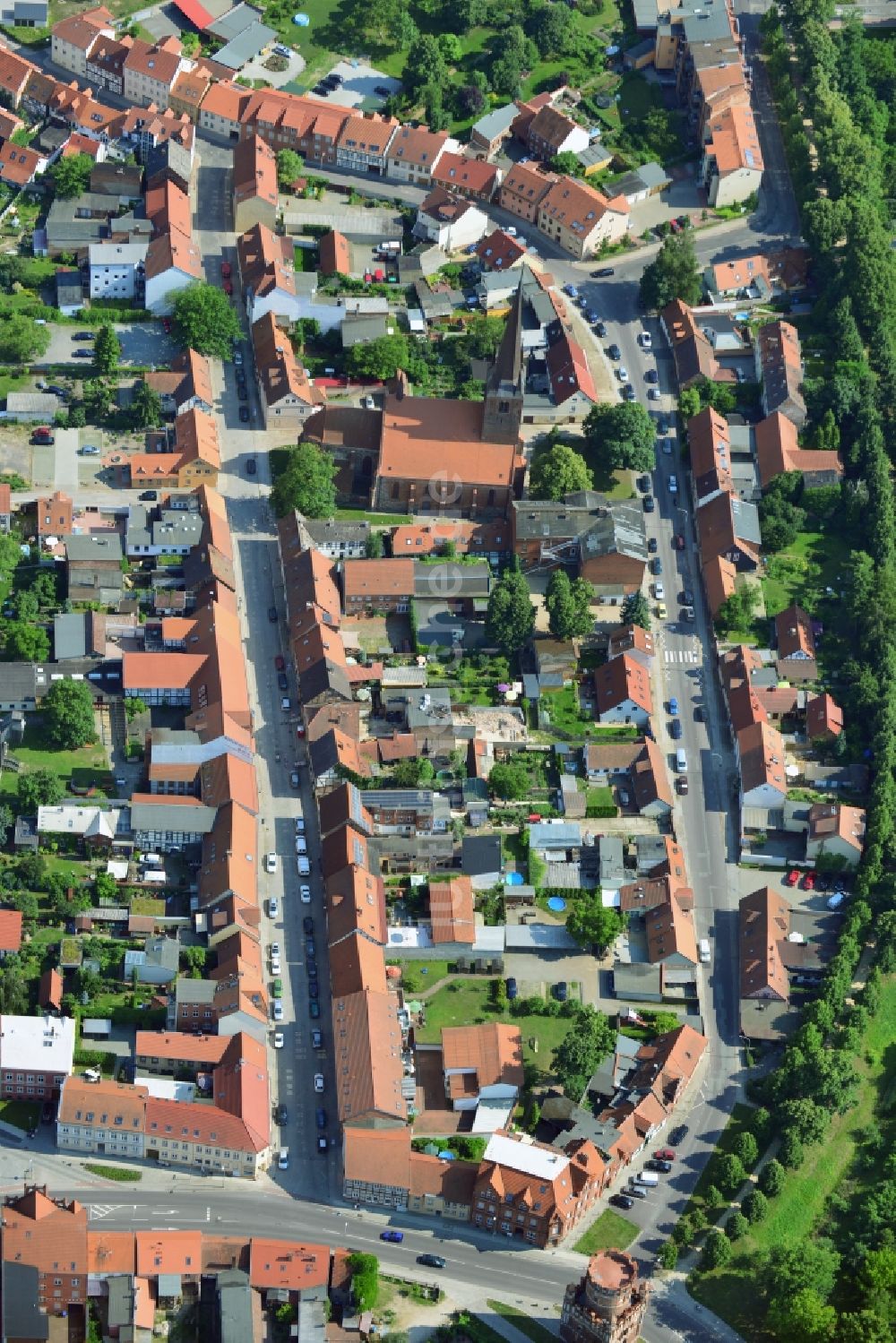 Luftaufnahme Stendal - Stadtansicht der Innenstadt der Hansestadt Stendal im Bundesland Sachsen-Anhalt