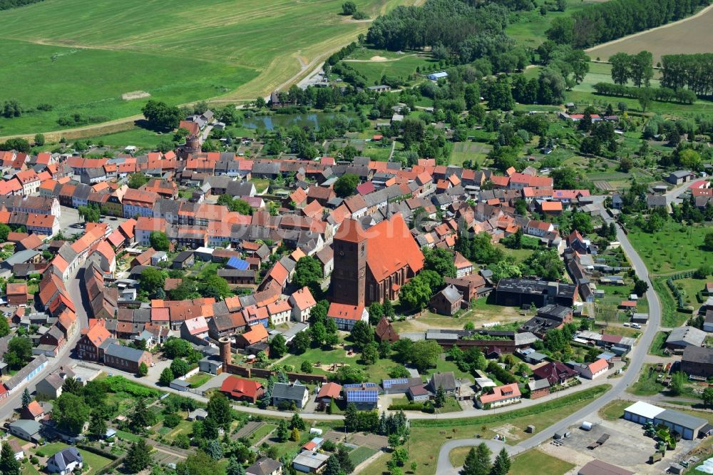 Hansestadt Werben (Elbe) aus der Vogelperspektive: Stadtansicht der Innenstadt der Hansestadt Werben (Elbe) im Bundesland Sachsen-Anhalt