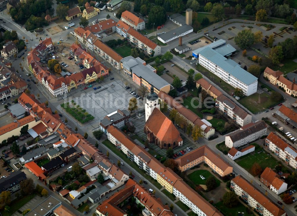 Luftaufnahme Lübben - Stadtansicht der Innenstadt von Lübben im Bundesland Brandenburg