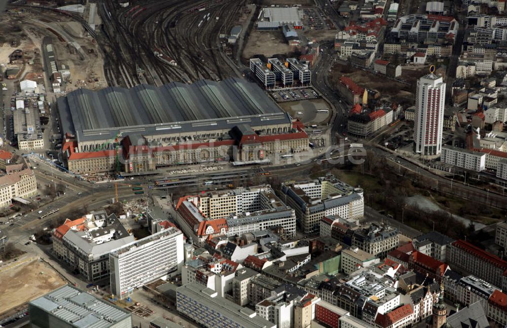 Luftbild Leipzig - Stadtansicht Innenstadt Leipzig am Hauptbahnhof