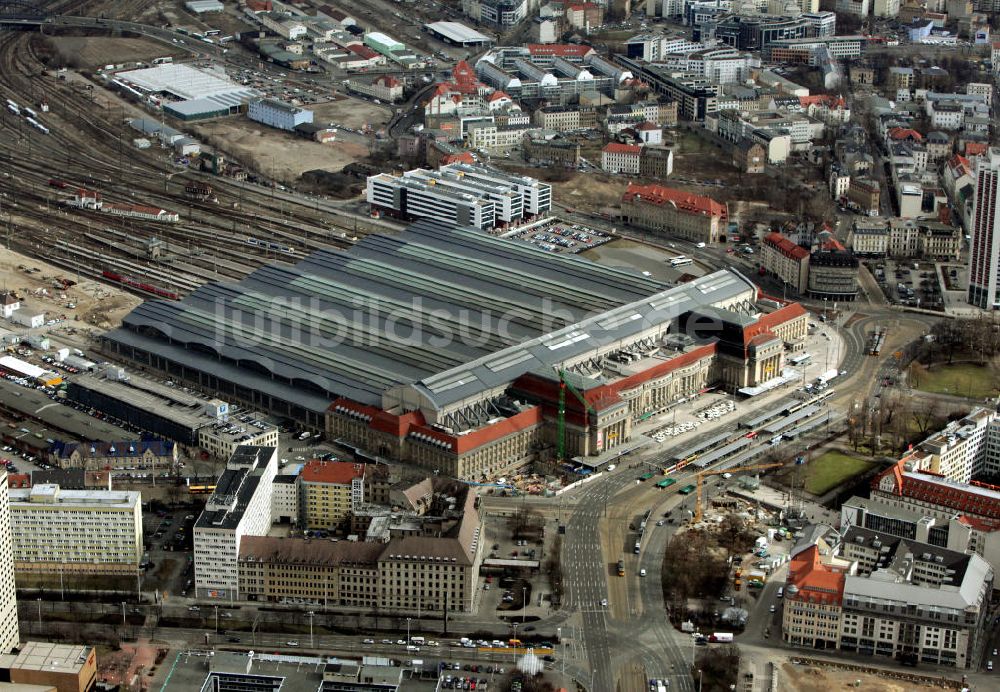 Luftaufnahme Leipzig - Stadtansicht Innenstadt Leipzig am Hauptbahnhof