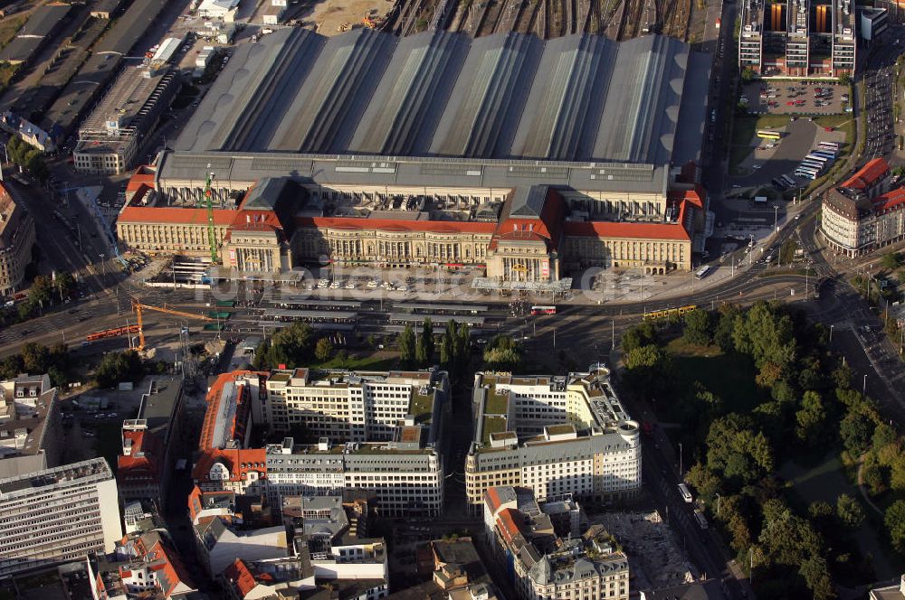 Luftaufnahme Leipzig - Stadtansicht Innenstadt Leipzig am Hauptbahnhof