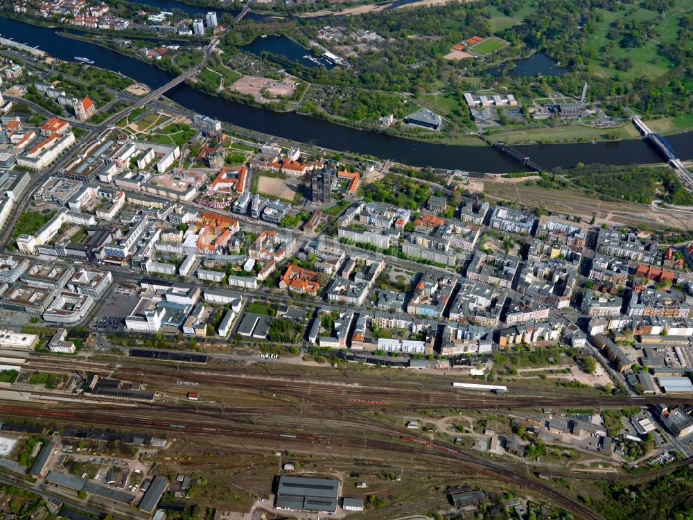 Magdeburg von oben - Stadtansicht der Innenstadt von Magdeburg im Bundesland Sachsen-Anhalt