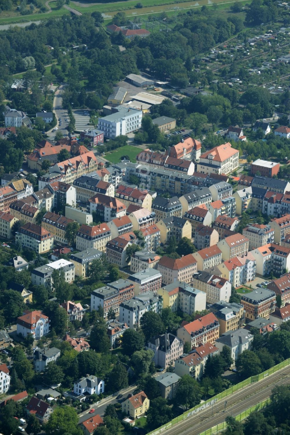 Luftaufnahme Markkleeberg - Stadtansicht der Innenstadt von Markkleeberg im Bundesland Sachsen