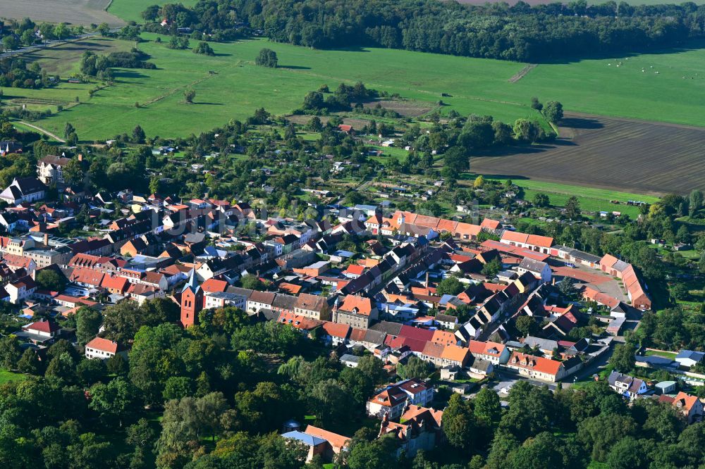 Luftbild Meyenburg - Stadtansicht der Innenstadt in Meyenburg im Bundesland Brandenburg, Deutschland