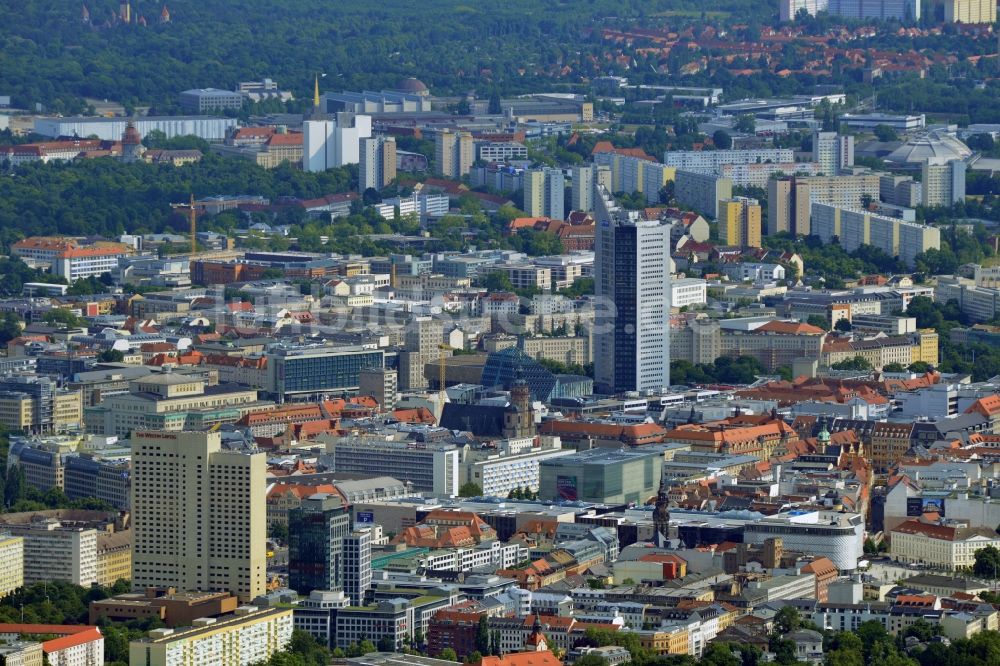 Luftbild Leipzig - Stadtansicht der Innenstadt der sächsischen Großstadt mit dem Altstadt - Zentrum von Leipzig im Bundesland Sachsen