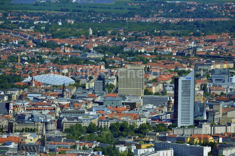 Luftbild Leipzig - Stadtansicht der Innenstadt der sächsischen Großstadt mit dem Altstadt - Zentrum von Leipzig im Bundesland Sachsen