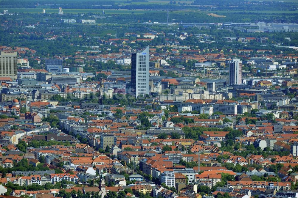 Luftbild Leipzig - Stadtansicht der Innenstadt der sächsischen Großstadt mit dem Altstadt - Zentrum von Leipzig im Bundesland Sachsen