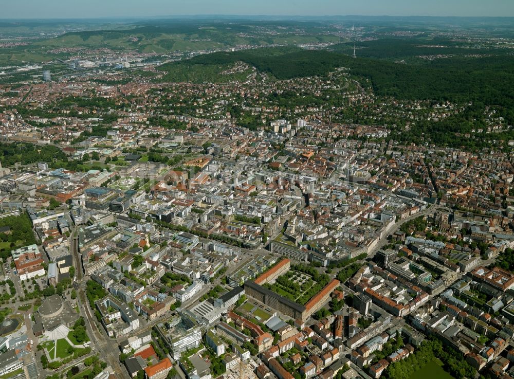 Luftaufnahme Stuttgart - Stadtansicht der Innenstadt von Stuttgart im Bundesland Baden-Württemberg