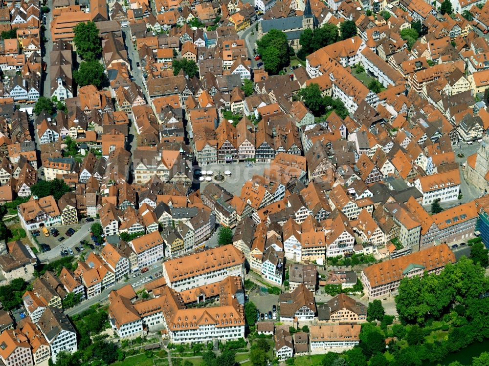 Tübingen aus der Vogelperspektive: Stadtansicht der Innenstadt von Tübingen im Bundesland Baden-Württemberg