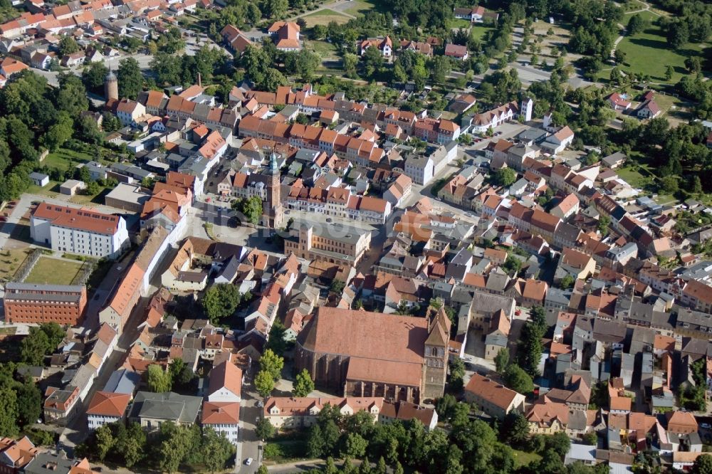 Luftaufnahme Luckau - Stadtansicht von Innenstadt- Zentrum Luckau im Bundesland Brandenburg