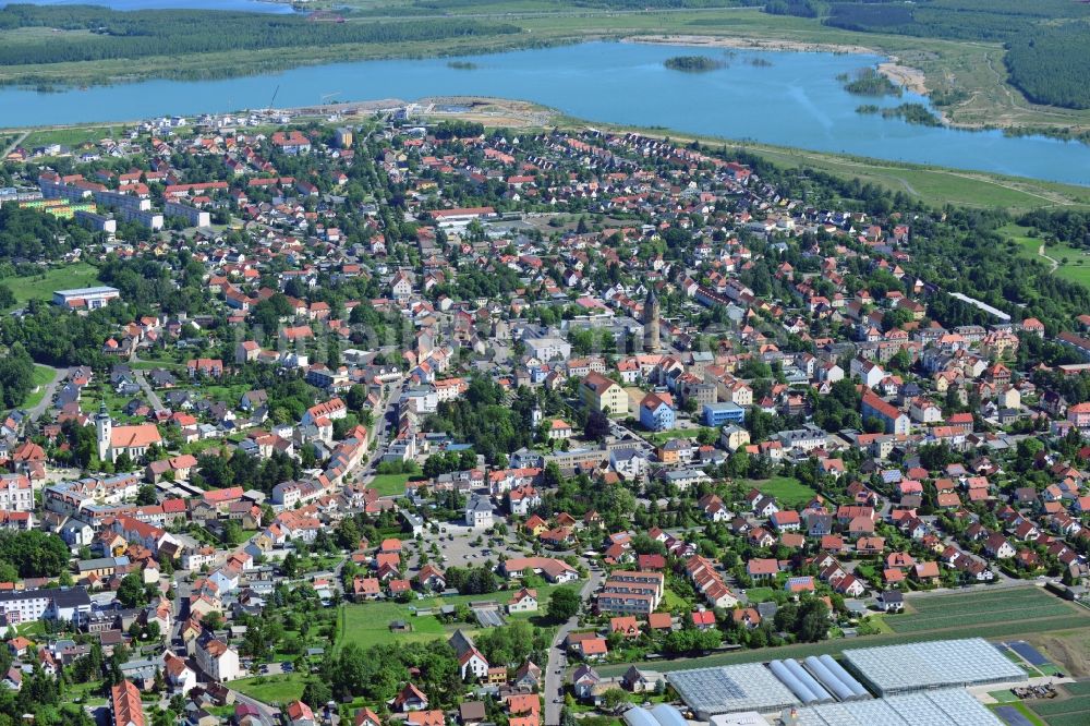 Zwenkau aus der Vogelperspektive: Stadtansicht der Innenstadt und des Zentrums von Zwenkau im Bundesland Sachsen