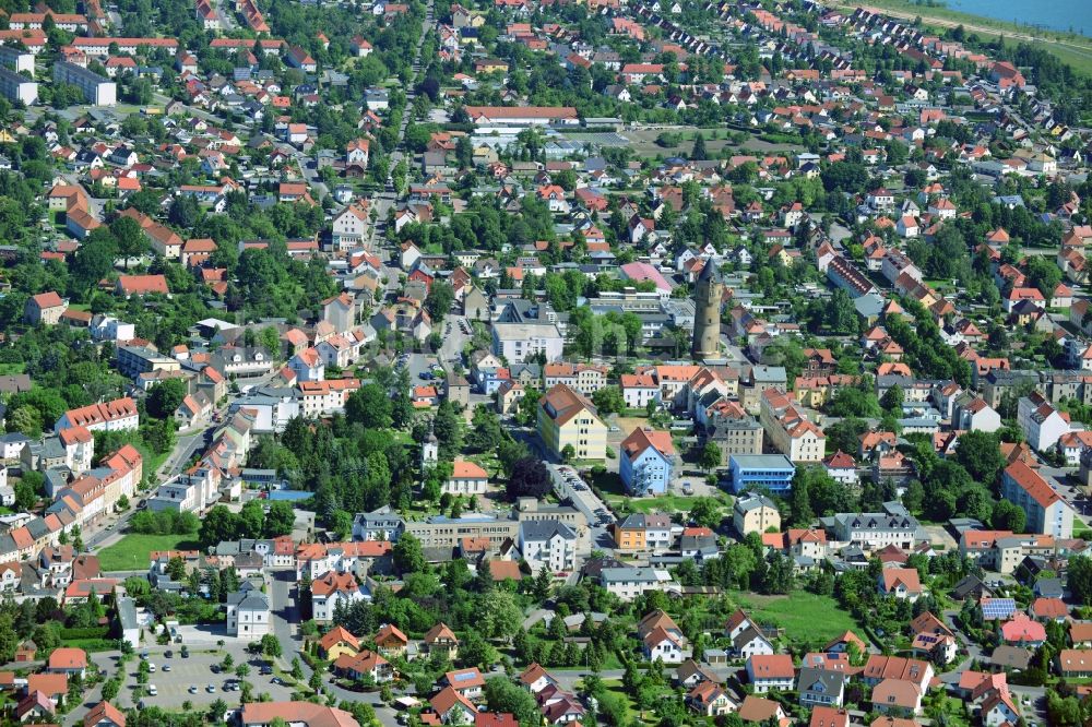 Luftaufnahme Zwenkau - Stadtansicht der Innenstadt und des Zentrums von Zwenkau im Bundesland Sachsen