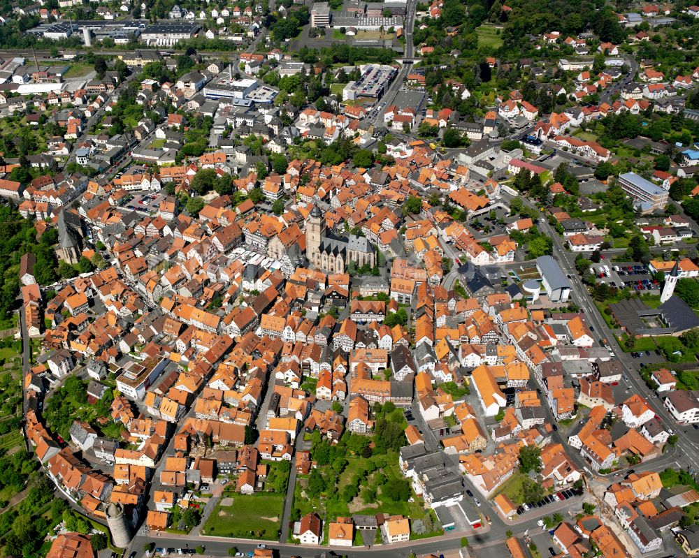 Alsfeld von oben - Stadtansicht vom Innenstadtbereich in Alsfeld im Bundesland Hessen, Deutschland