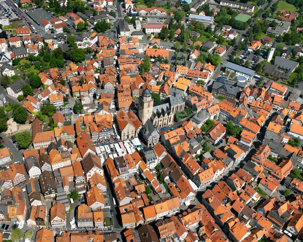 Alsfeld aus der Vogelperspektive: Stadtansicht vom Innenstadtbereich in Alsfeld im Bundesland Hessen, Deutschland